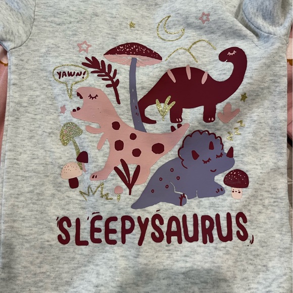 NWT Carter's Pink and Gray Dinosaur Pajama 4 Piece Set Size 3T - Picture 6 of 8